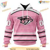 Custom Pink Fight Breast Cancer Design NHL Nashville Predators Hoodie 3D