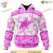 Custom Pink October Breast Cancer Awareness Month Nhl Dallas Stars Hoodie 3d 1.jpg - demo10