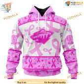 Custom Pink October Breast Cancer Awareness Month Nhl Minnesota Wild Hoodie 3d 1.jpg - demo10