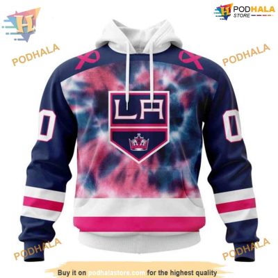 Custom Pink October Fight Breast Cancer NHL Los Angeles Kings Hoodie 3D