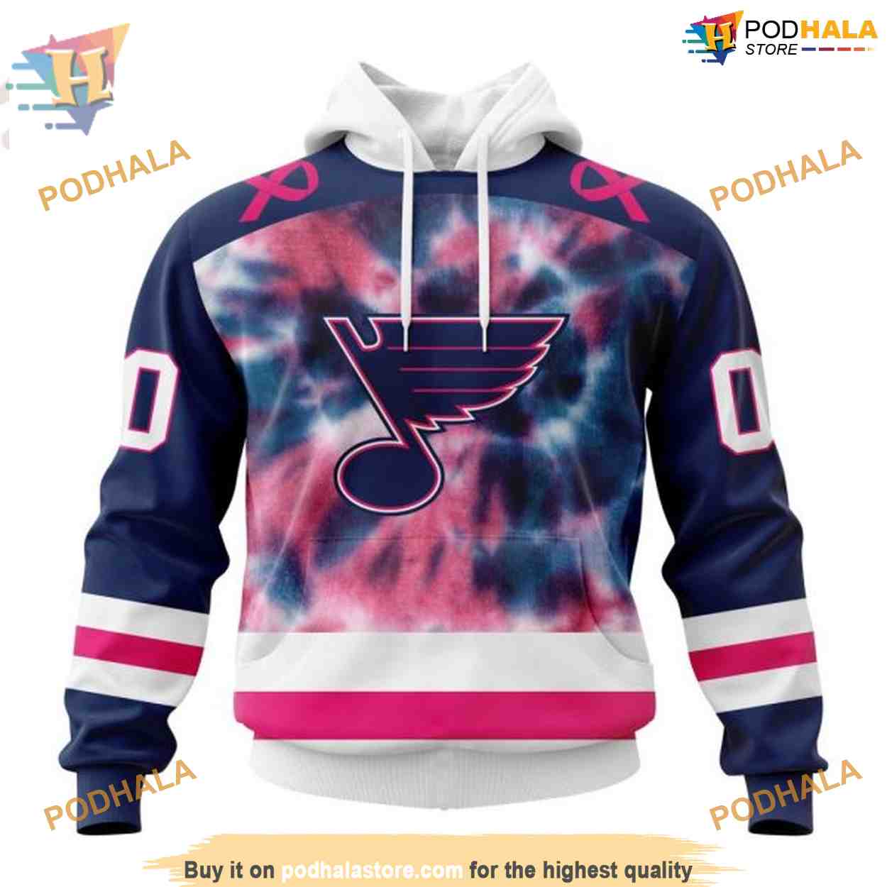 Custom Pink October Fight Breast Cancer NHL St. Louis Blues Hoodie 3D Custom Pink October Fight Breast Cancer NHL St. Louis Blues Hoodie 3D