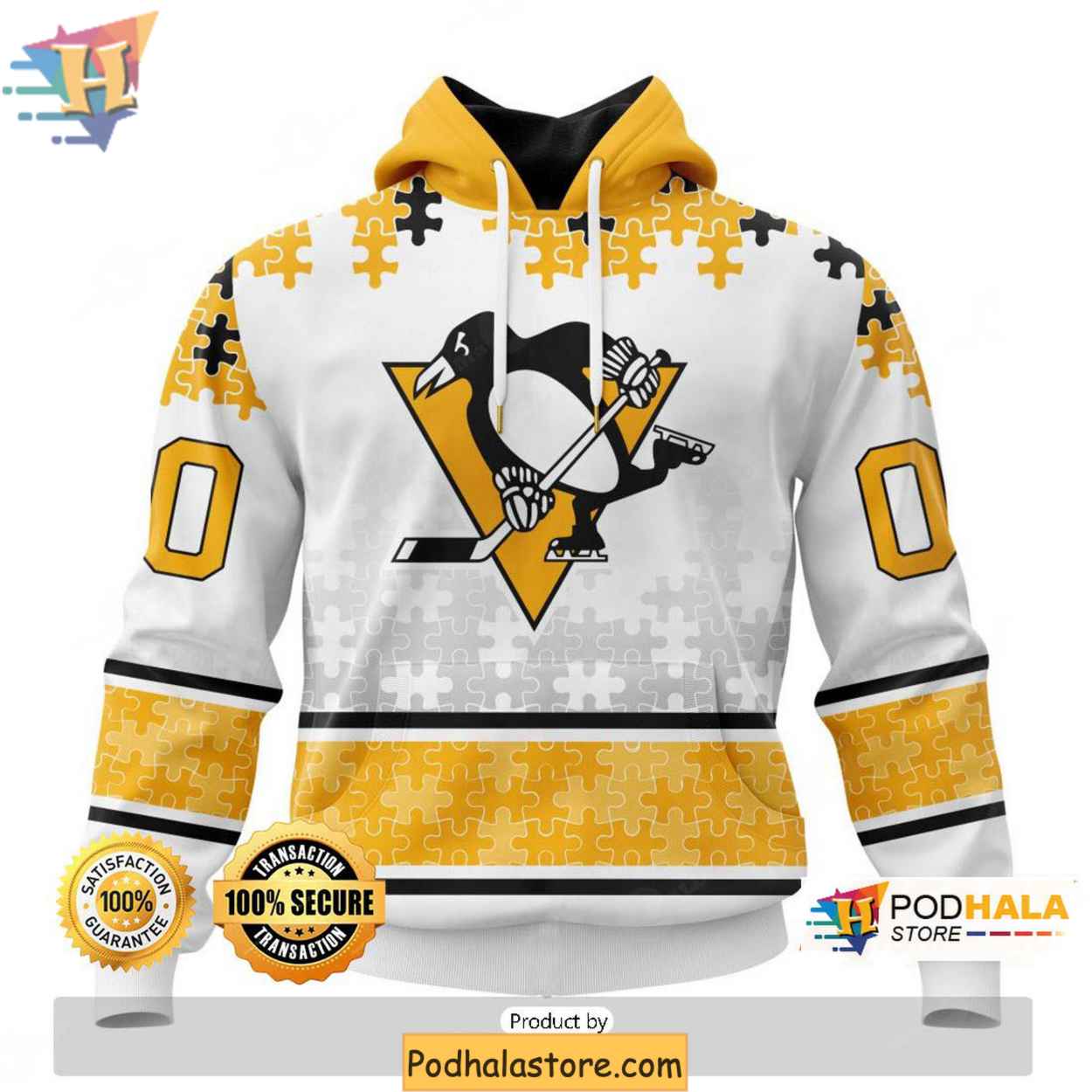 Custom Pittsburgh Penguins 3D Hoodie, Autism Awareness Puzzle Pattern Design Custom Pittsburgh Penguins 3D Hoodie, Autism Awareness Puzzle Pattern Design