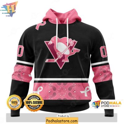 Custom Pittsburgh Penguins 3D Hoodie, Breast Cancer Awareness Design
