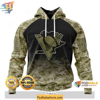 Custom Pittsburgh Penguins 3D Hoodie, Military Camo Design for Fans
