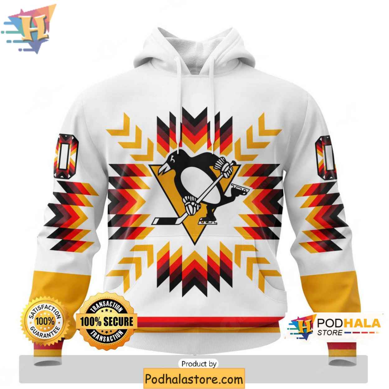 Custom Pittsburgh Penguins 3D Hoodie with Native Pattern and Bold Design Custom Pittsburgh Penguins 3D Hoodie with Native Pattern and Bold Design