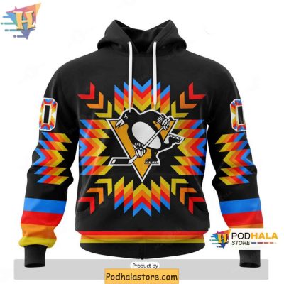 Custom Pittsburgh Penguins Hoodie 3D, NHL Fan Apparel With Native Patterns