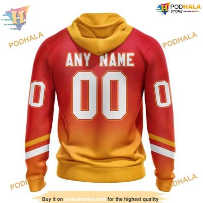 Custom Retro Gradient Design NHL Calgary Flames Hoodie 3D Sweatshirt