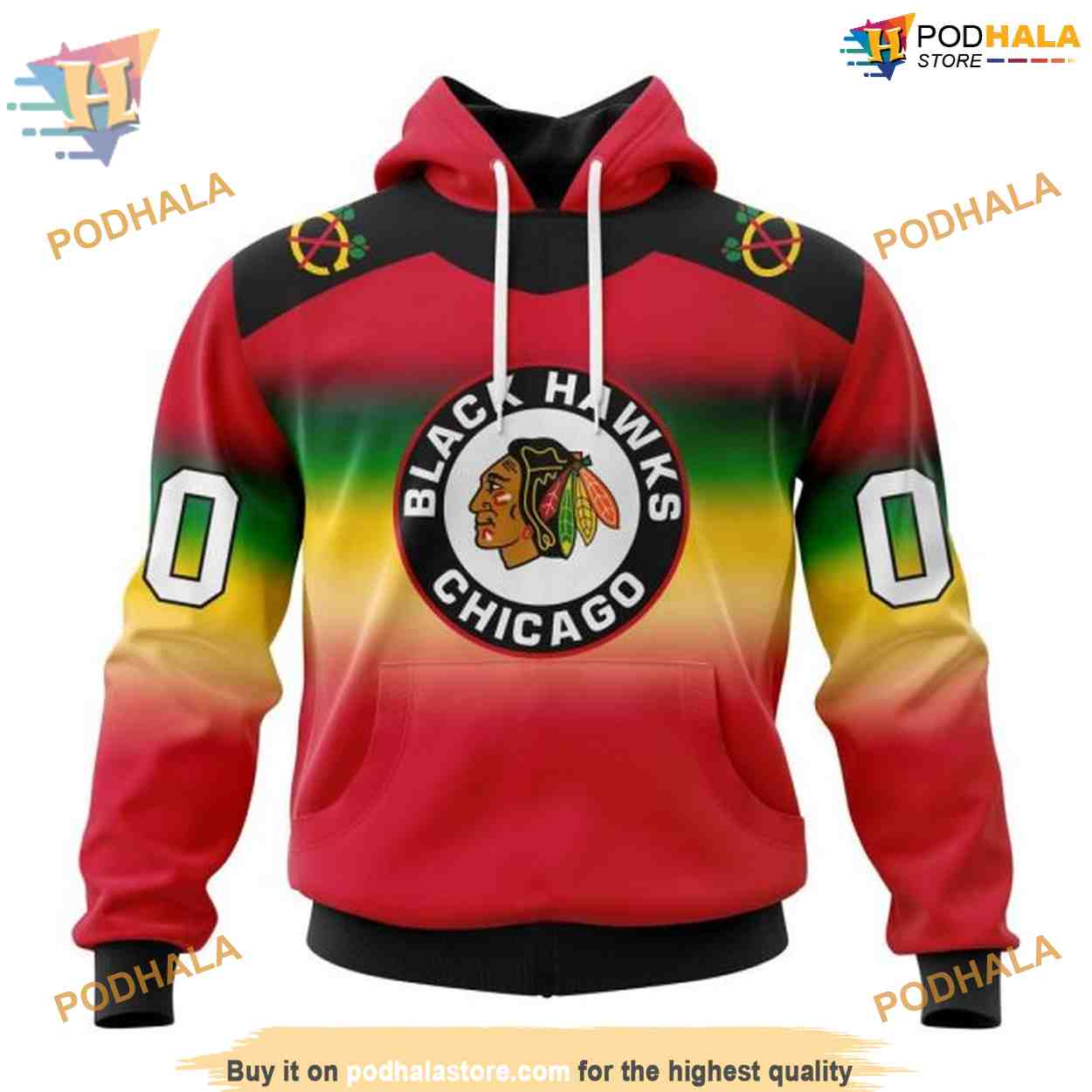 Custom Retro Gradient Design NHL Chicago Blackhawks Hoodie 3D Custom Retro Gradient Design NHL Chicago Blackhawks Hoodie 3D