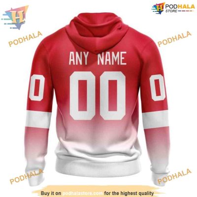 Custom Retro Gradient Design NHL Detroit Red Wings Hoodie 3D