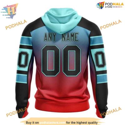Custom Retro Gradient Design NHL Seattle Kraken Hoodie 3D