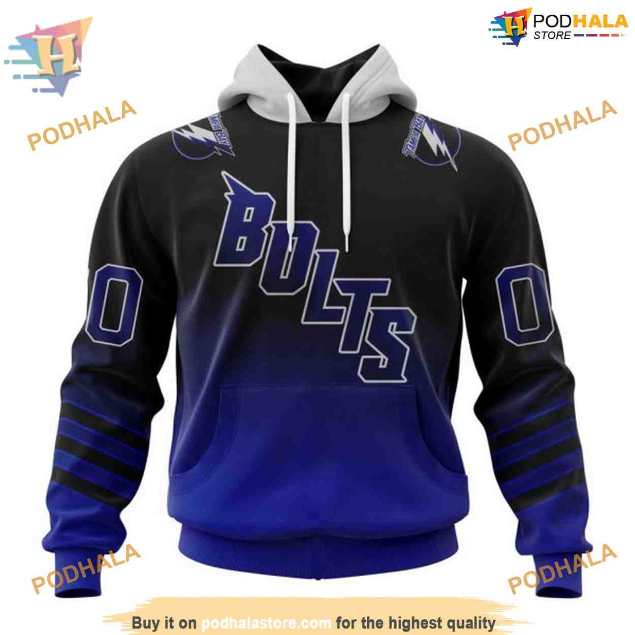 Custom Retro Gradient Design NHL Tampa Bay Lightning Hoodie 3D Custom Retro Gradient Design NHL Tampa Bay Lightning Hoodie 3D