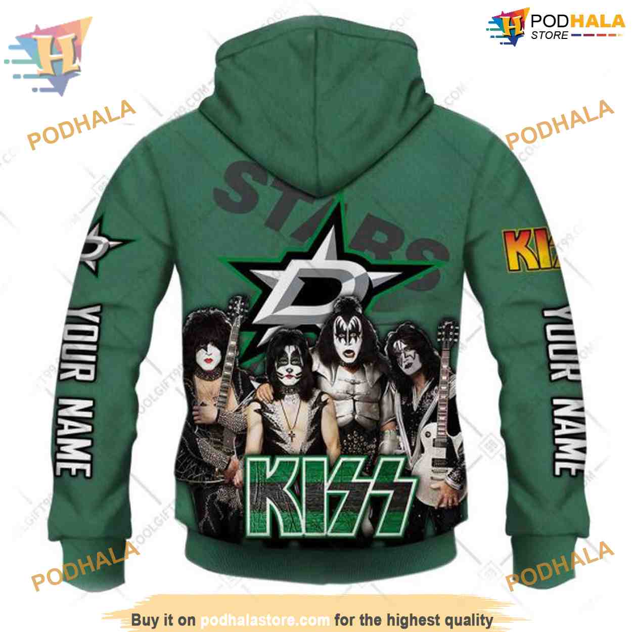 Custom Reverse x Kiss Band NHL Dallas Stars Hoodie 3D Shirt Custom Reverse x Kiss Band NHL Dallas Stars Hoodie 3D Shirt