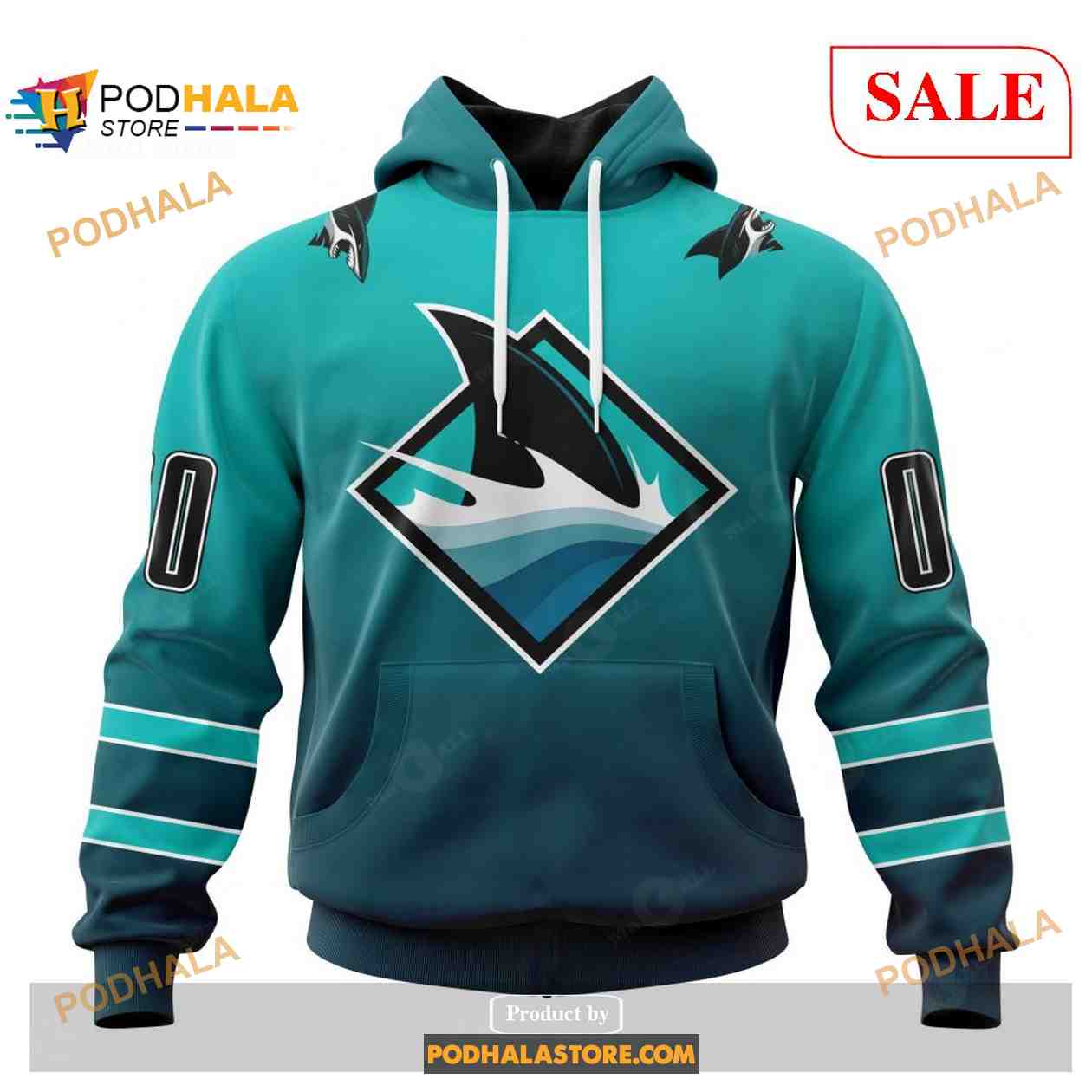 Custom San Jose Sharks Retro Gradient Design NHL Shirt Hoodie 3D Custom San Jose Sharks Retro Gradient Design NHL Shirt Hoodie 3D