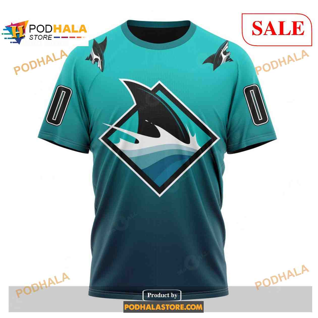 Custom San Jose Sharks Retro Gradient Design NHL Shirt Hoodie 3D Custom San Jose Sharks Retro Gradient Design NHL Shirt Hoodie 3D