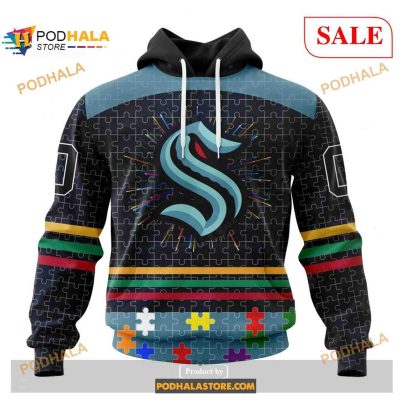 Custom Seattle Kraken Fearless Aganst Autism NHL Shirt Hoodie 3D