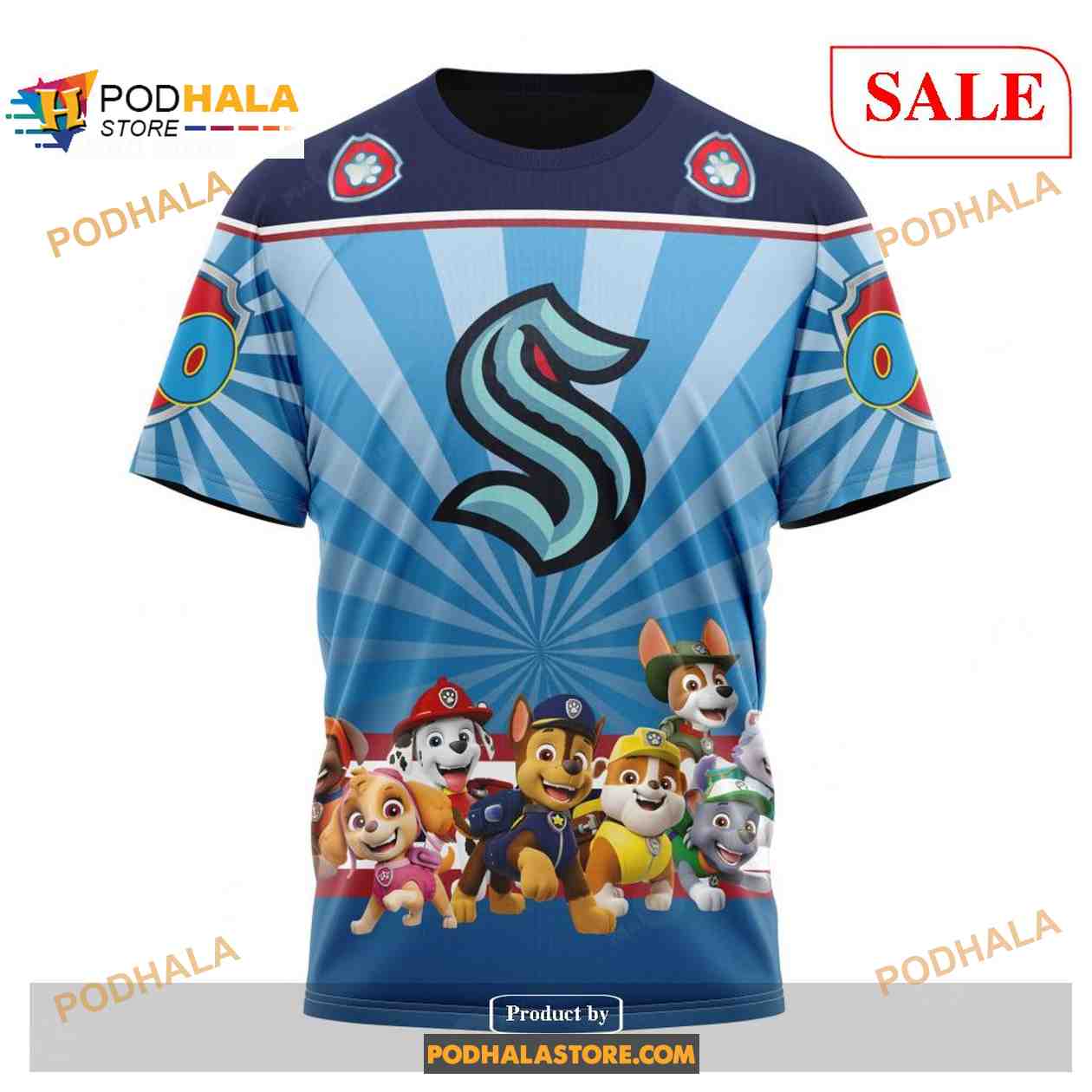 Custom Seattle Kraken Paw Patrol NHL Shirt Hoodie 3D Custom Seattle Kraken Paw Patrol NHL Shirt Hoodie 3D