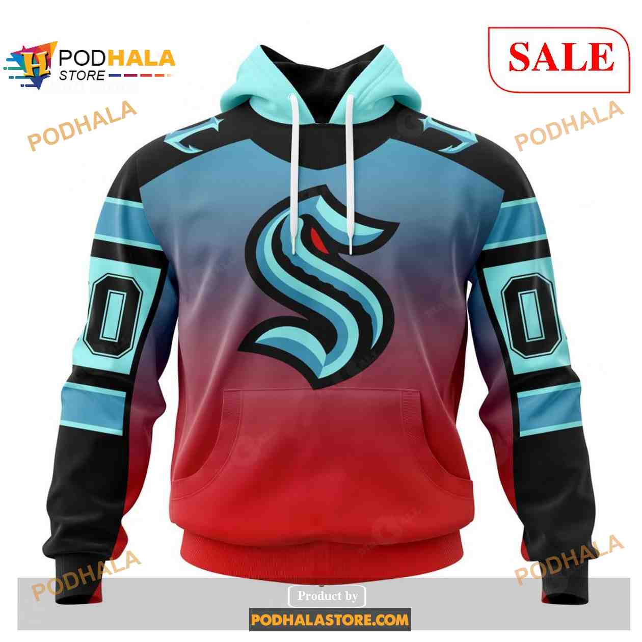 Custom Seattle Kraken Retro Gradient Design NHL Shirt Hoodie 3D Custom Seattle Kraken Retro Gradient Design NHL Shirt Hoodie 3D