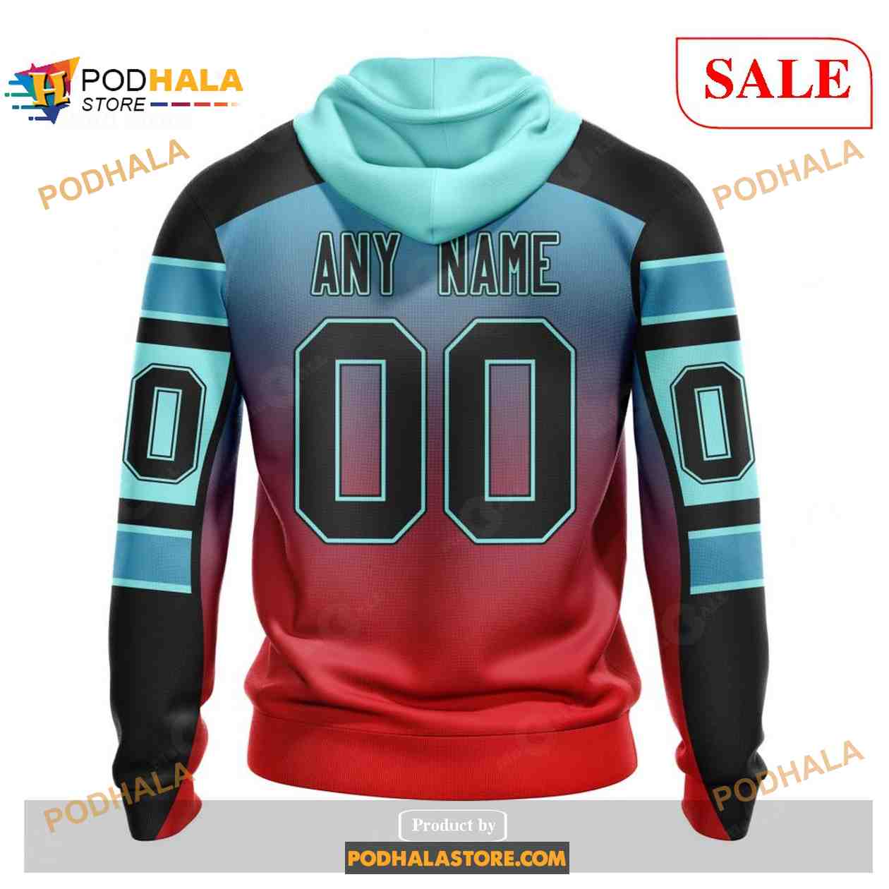 Custom Seattle Kraken Retro Gradient Design NHL Shirt Hoodie 3D Custom Seattle Kraken Retro Gradient Design NHL Shirt Hoodie 3D