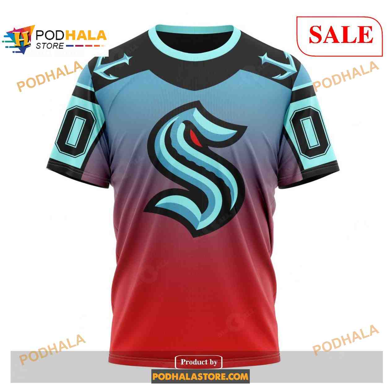 Custom Seattle Kraken Retro Gradient Design NHL Shirt Hoodie 3D Custom Seattle Kraken Retro Gradient Design NHL Shirt Hoodie 3D