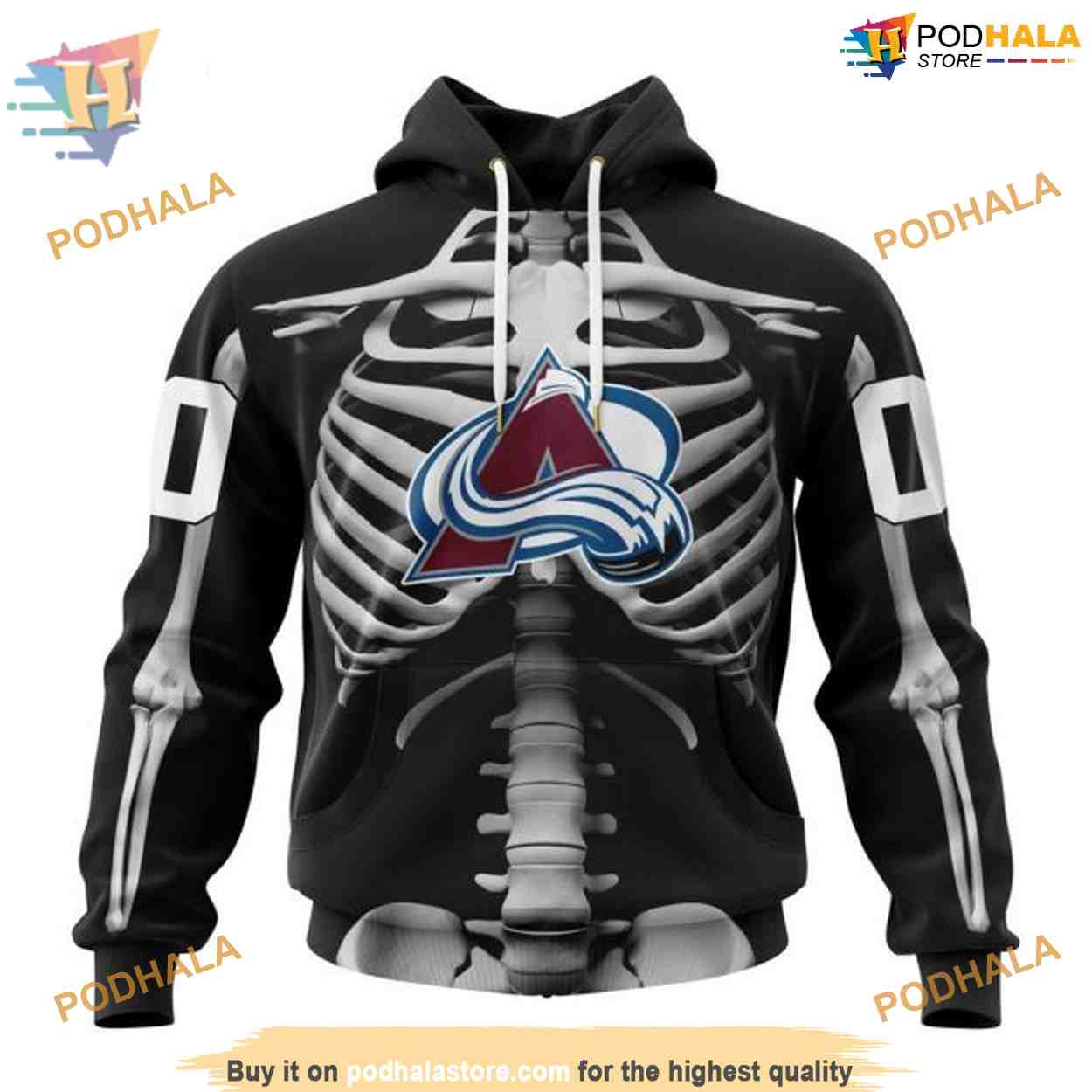 Custom Skeleton Costume For Halloween NHL Colorado Avalanche Hoodie 3D Custom Skeleton Costume For Halloween NHL Colorado Avalanche Hoodie 3D