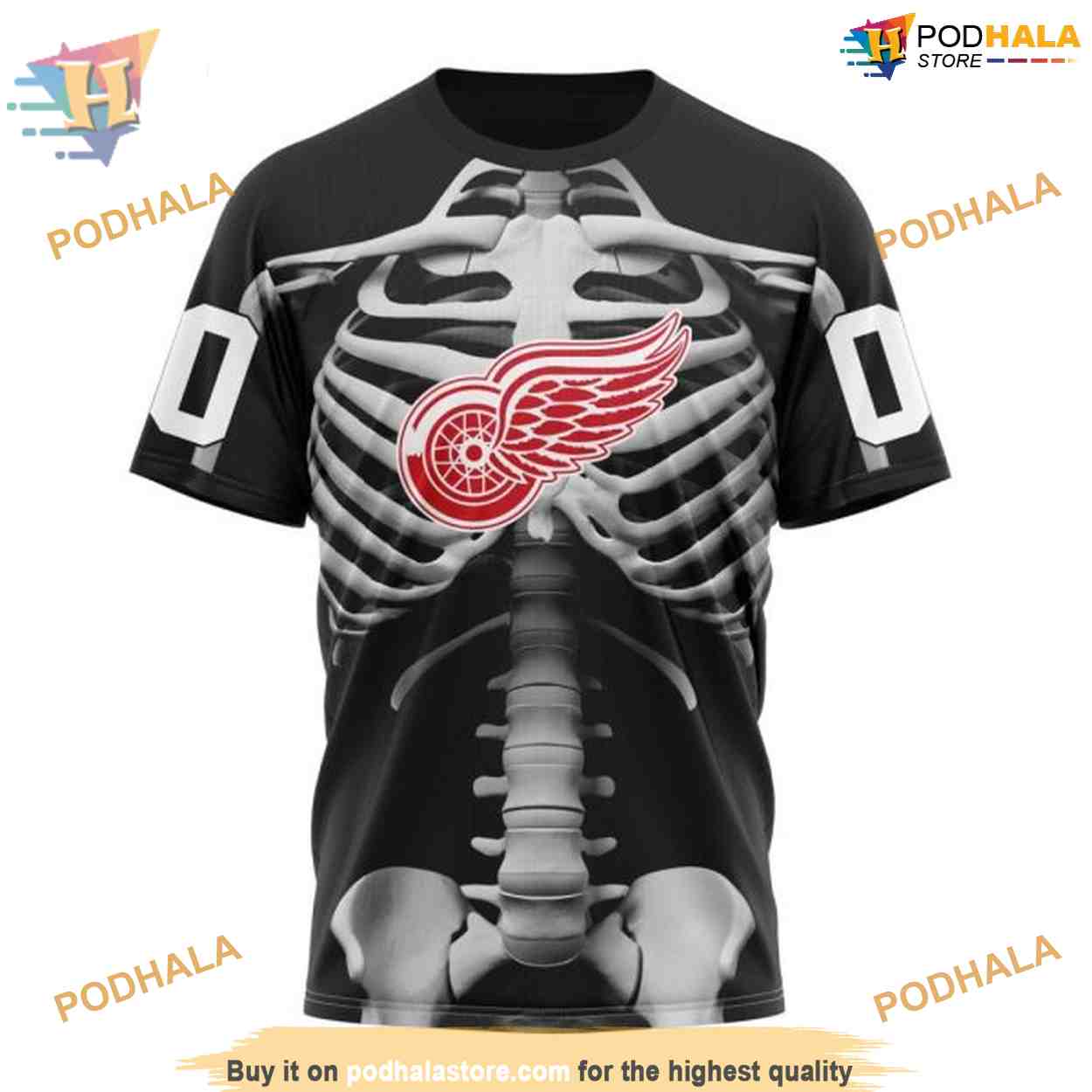 Custom Skeleton Costume For Halloween NHL Detroit Red Wings Hoodie 3D Custom Skeleton Costume For Halloween NHL Detroit Red Wings Hoodie 3D