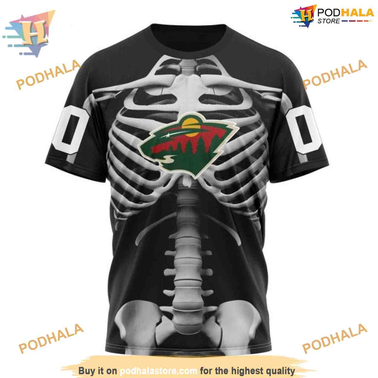 Custom Skeleton Costume For Halloween NHL Minnesota Wild Hoodie 3D Custom Skeleton Costume For Halloween NHL Minnesota Wild Hoodie 3D