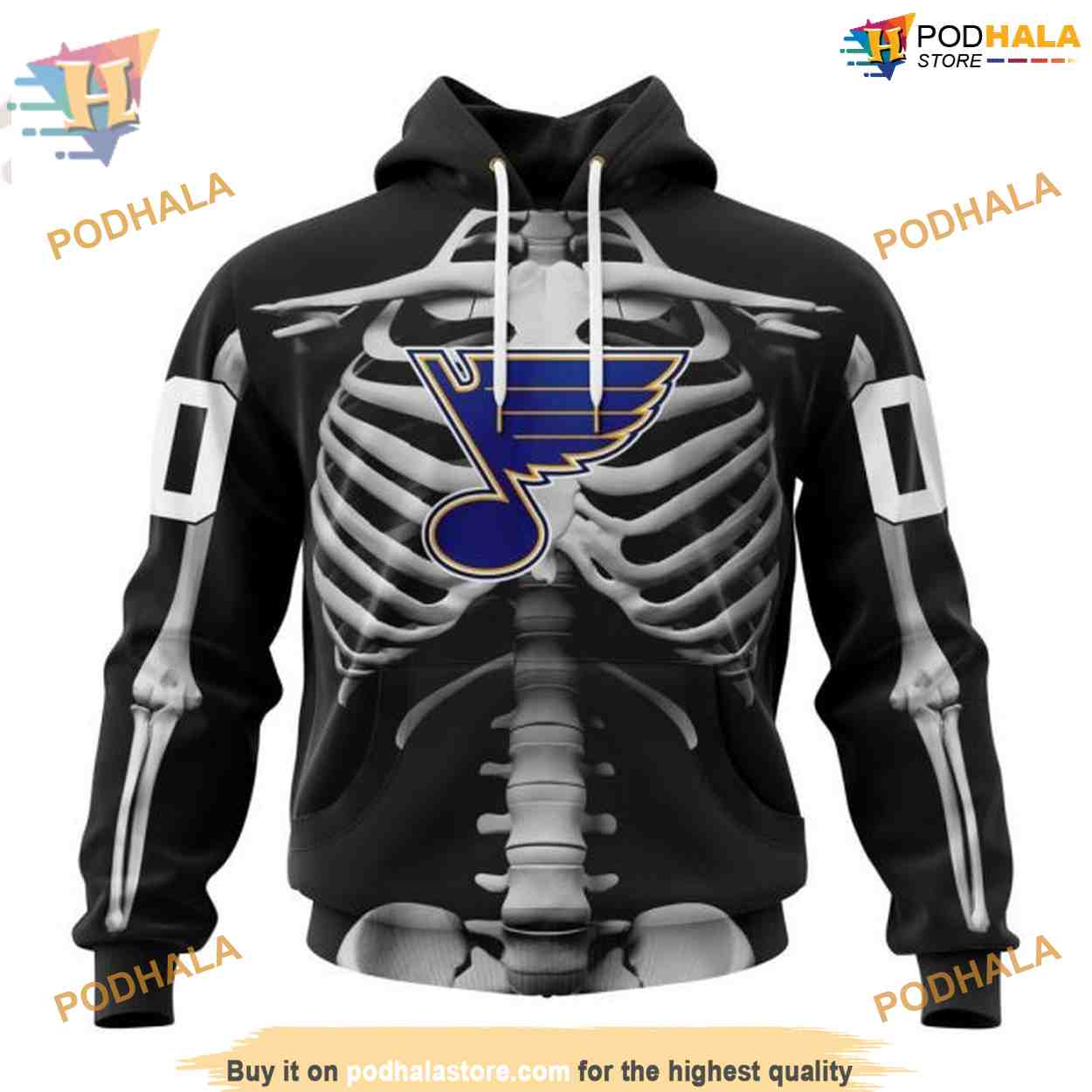 Custom Skeleton Costume For Halloween NHL St. Louis Blues Hoodie 3D Custom Skeleton Costume For Halloween NHL St. Louis Blues Hoodie 3D