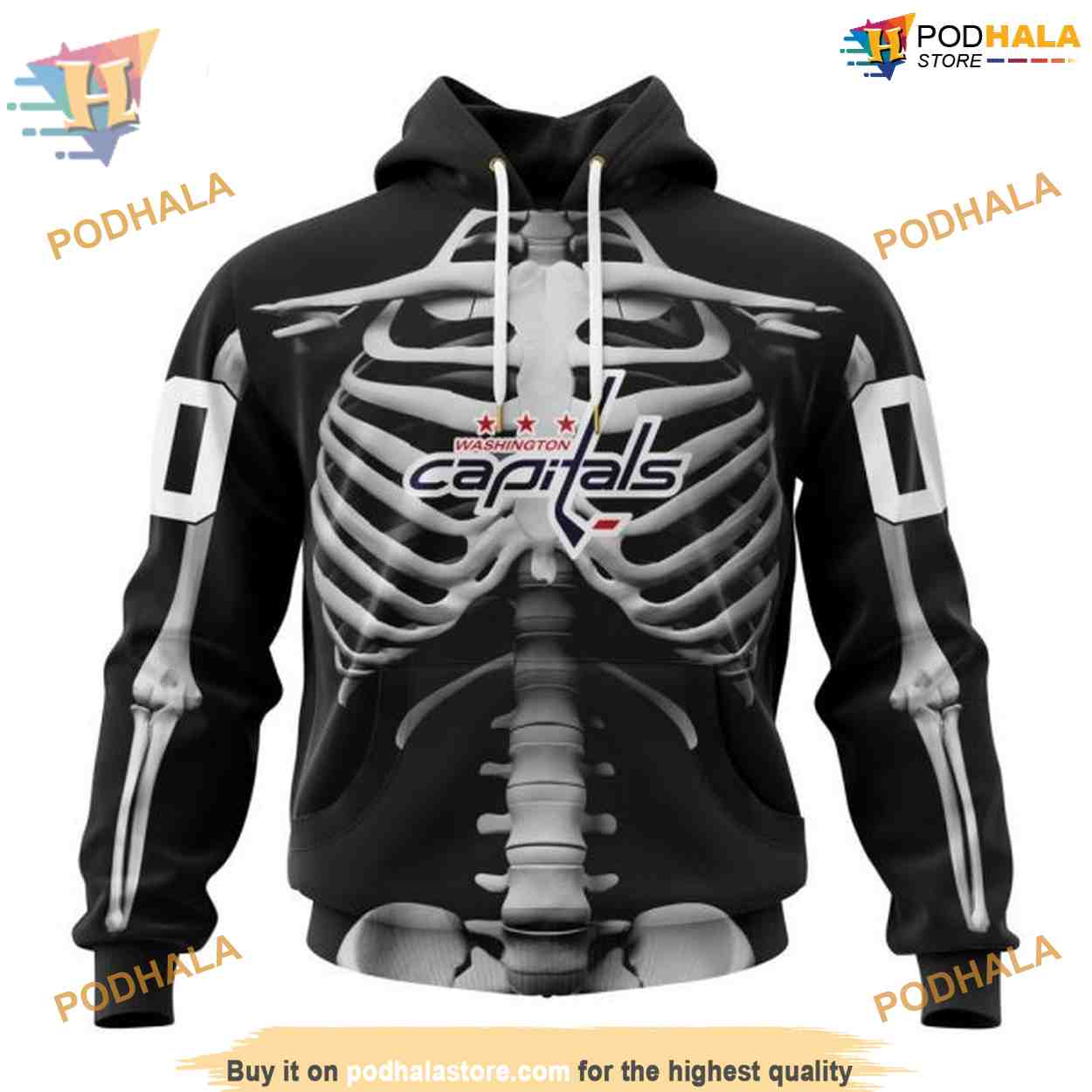 Custom Skeleton Costume For Halloween NHL Washington Capitals Hoodie 3D Custom Skeleton Costume For Halloween NHL Washington Capitals Hoodie 3D