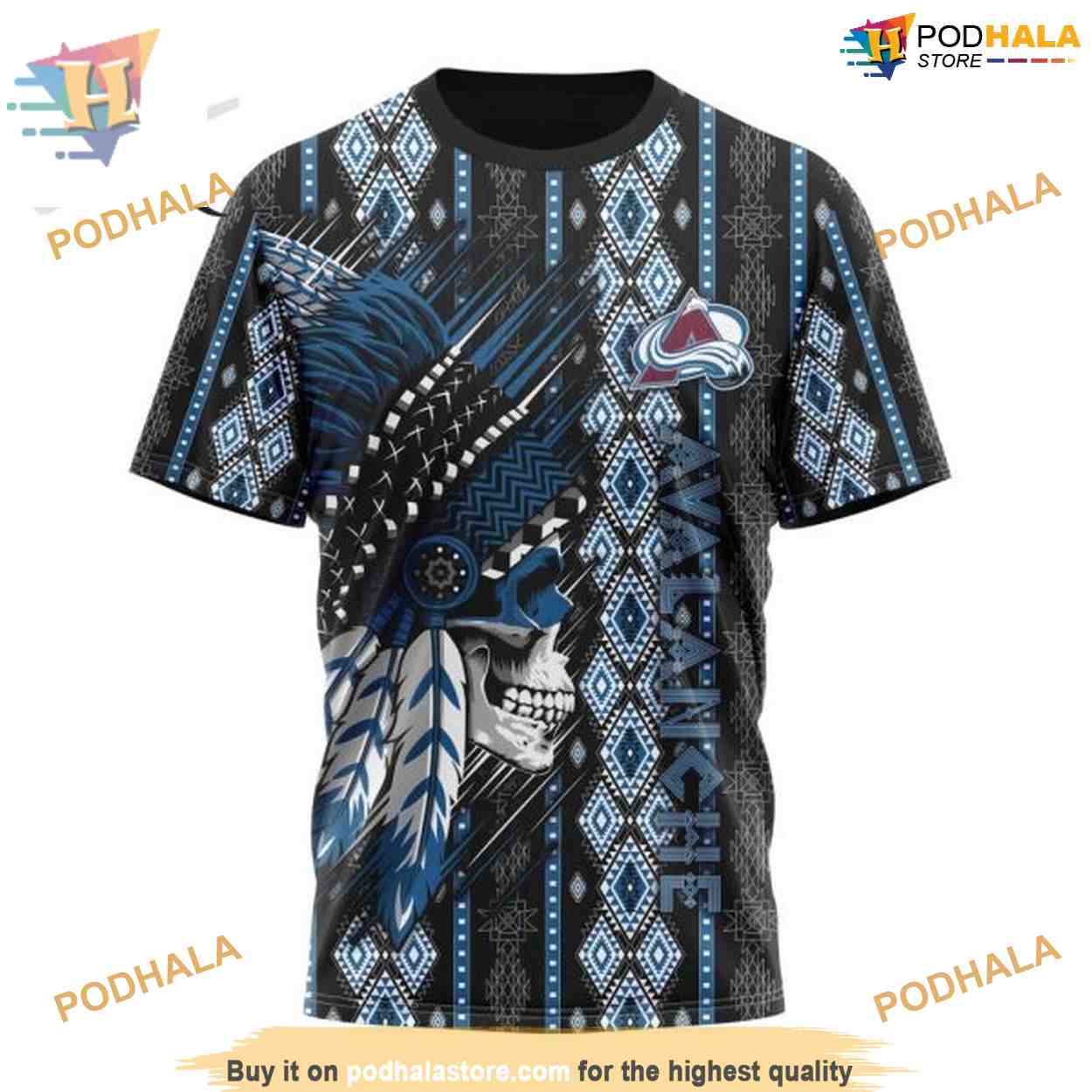 Custom Skull Native Design NHL Colorado Avalanche Hoodie 3D Sweatshirt Custom Skull Native Design NHL Colorado Avalanche Hoodie 3D Sweatshirt