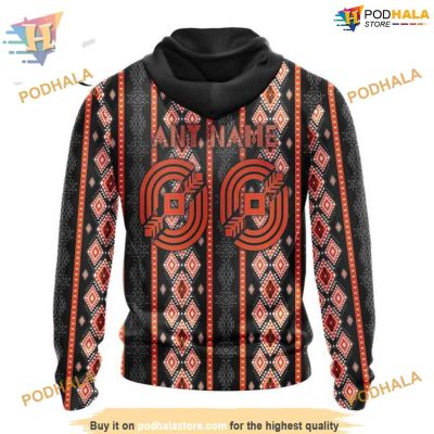 Custom Skull Native Design NHL Edmonton Oilers Hoodie 3D