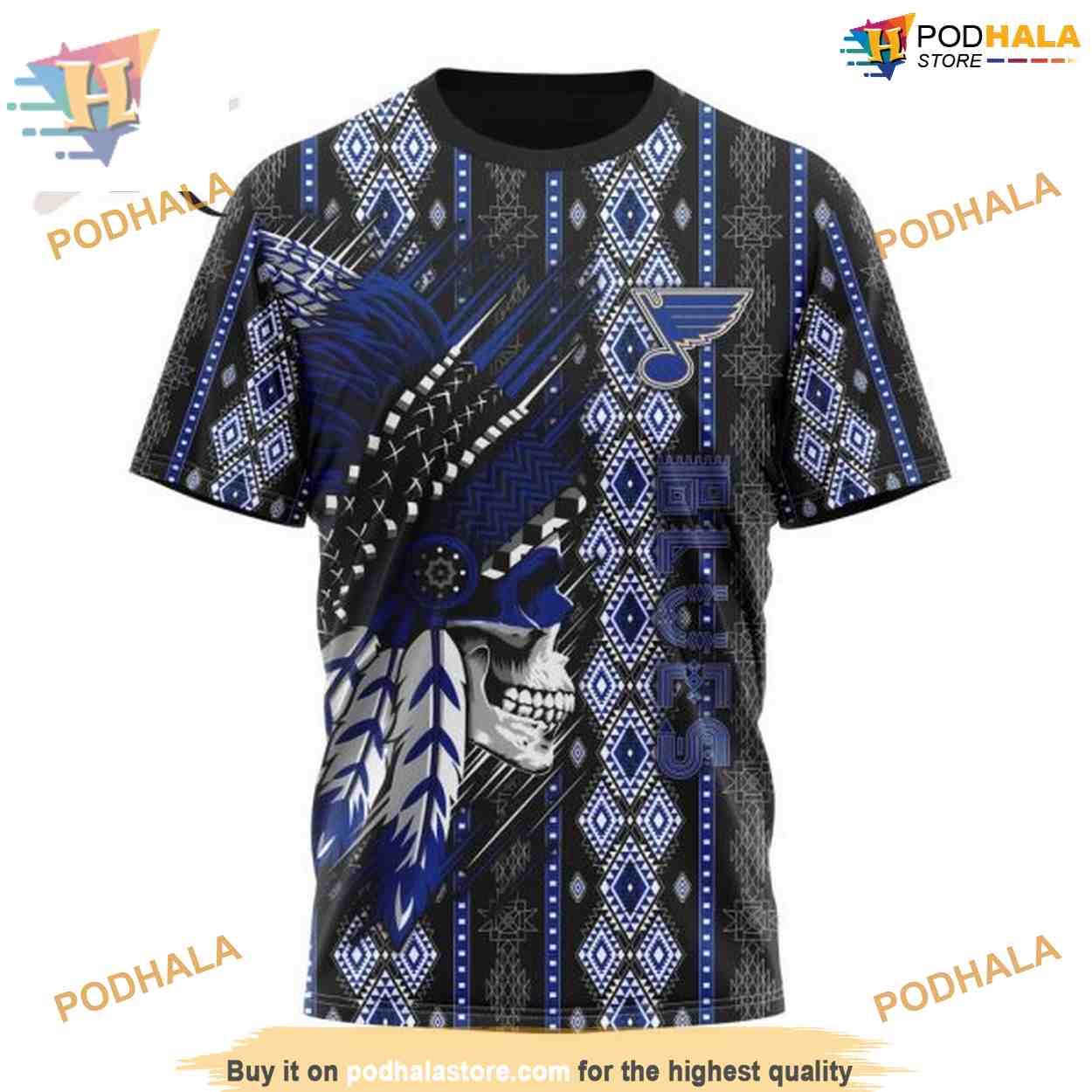 Custom Skull Native Design NHL St. Louis Blues Hoodie 3D Sweatshirt Custom Skull Native Design NHL St. Louis Blues Hoodie 3D Sweatshirt