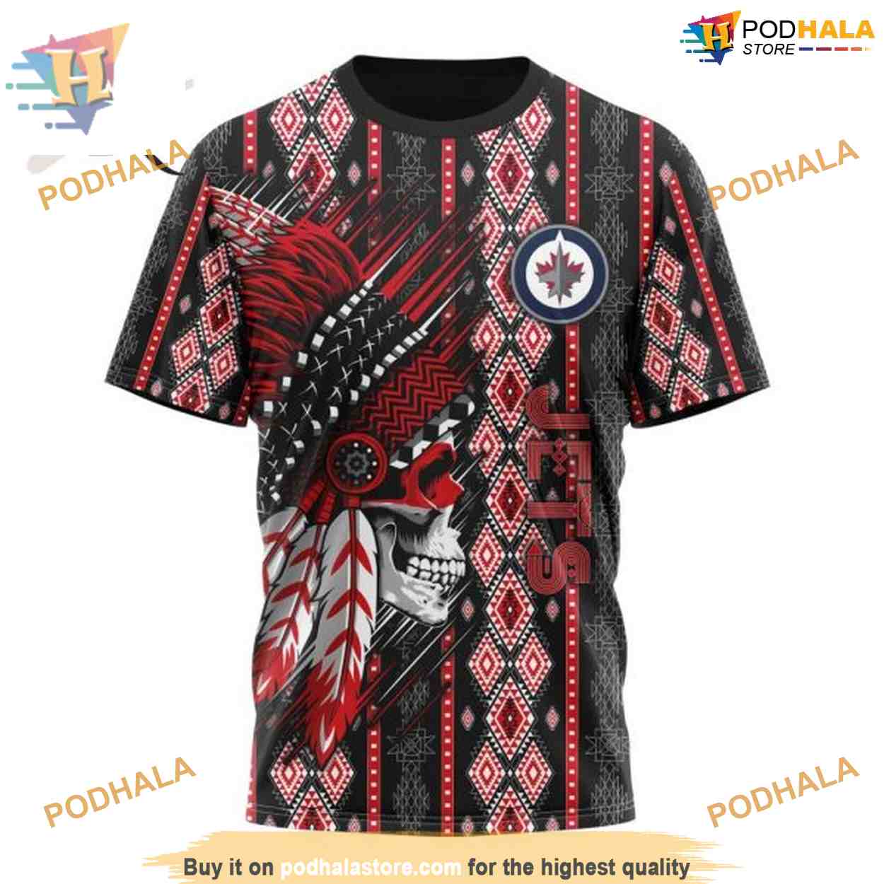 Custom Skull Native Design NHL Winnipeg Jets Hoodie 3D Shirt Custom Skull Native Design NHL Winnipeg Jets Hoodie 3D Shirt