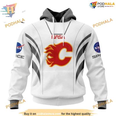 Custom Space Force NASA Astronaut Design NHL Calgary Flames Hoodie 3D