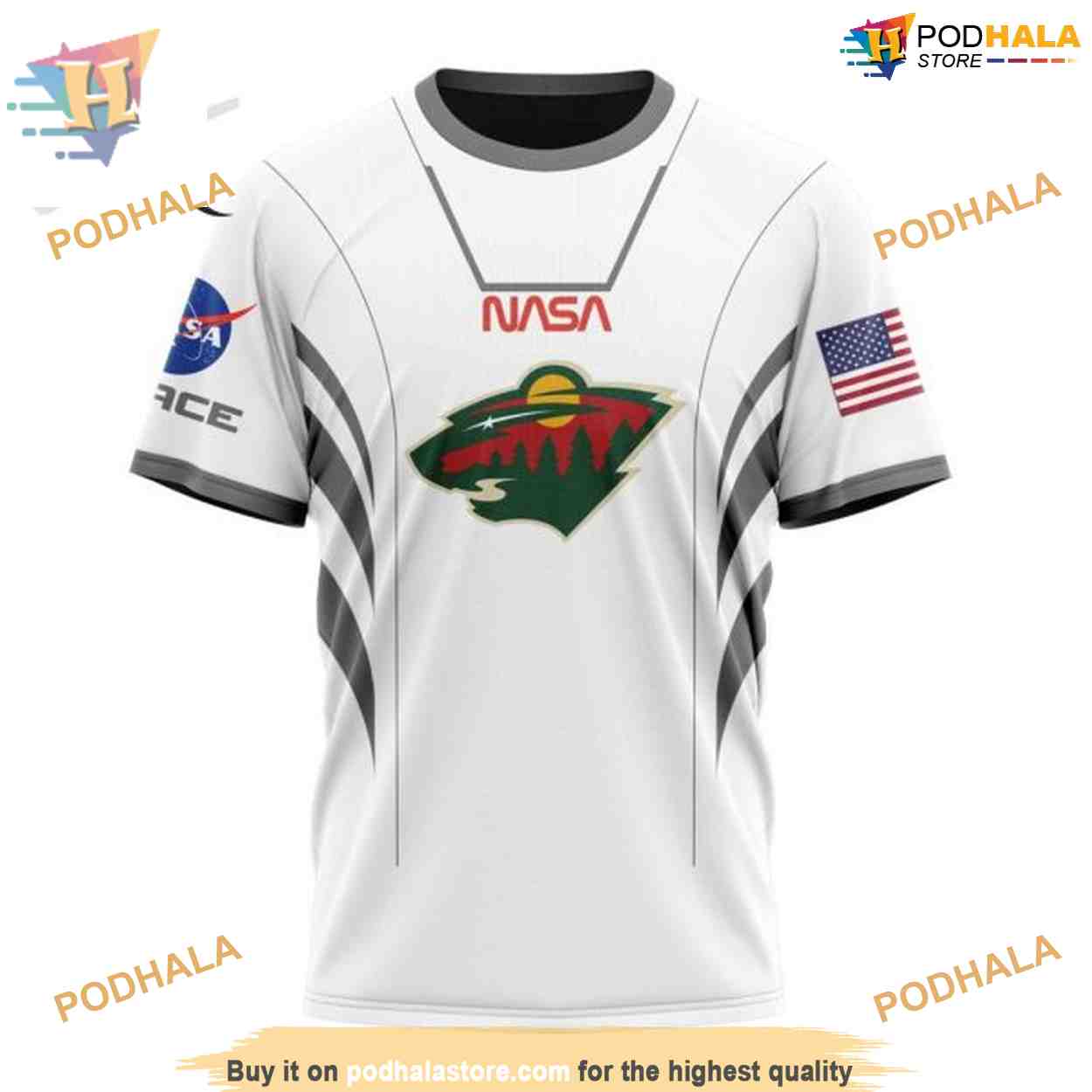 Custom Space Force NASA Astronaut Design NHL Minnesota Wild Hoodie 3D Custom Space Force NASA Astronaut Design NHL Minnesota Wild Hoodie 3D