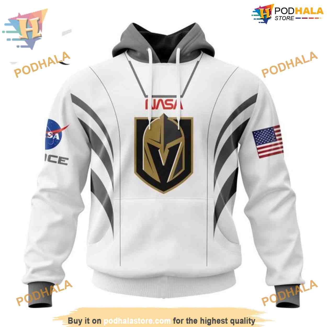 Custom Space Force NASA Astronaut Design NHL Vegas Golden Knights Hoodie 3D Custom Space Force NASA Astronaut Design NHL Vegas Golden Knights Hoodie 3D
