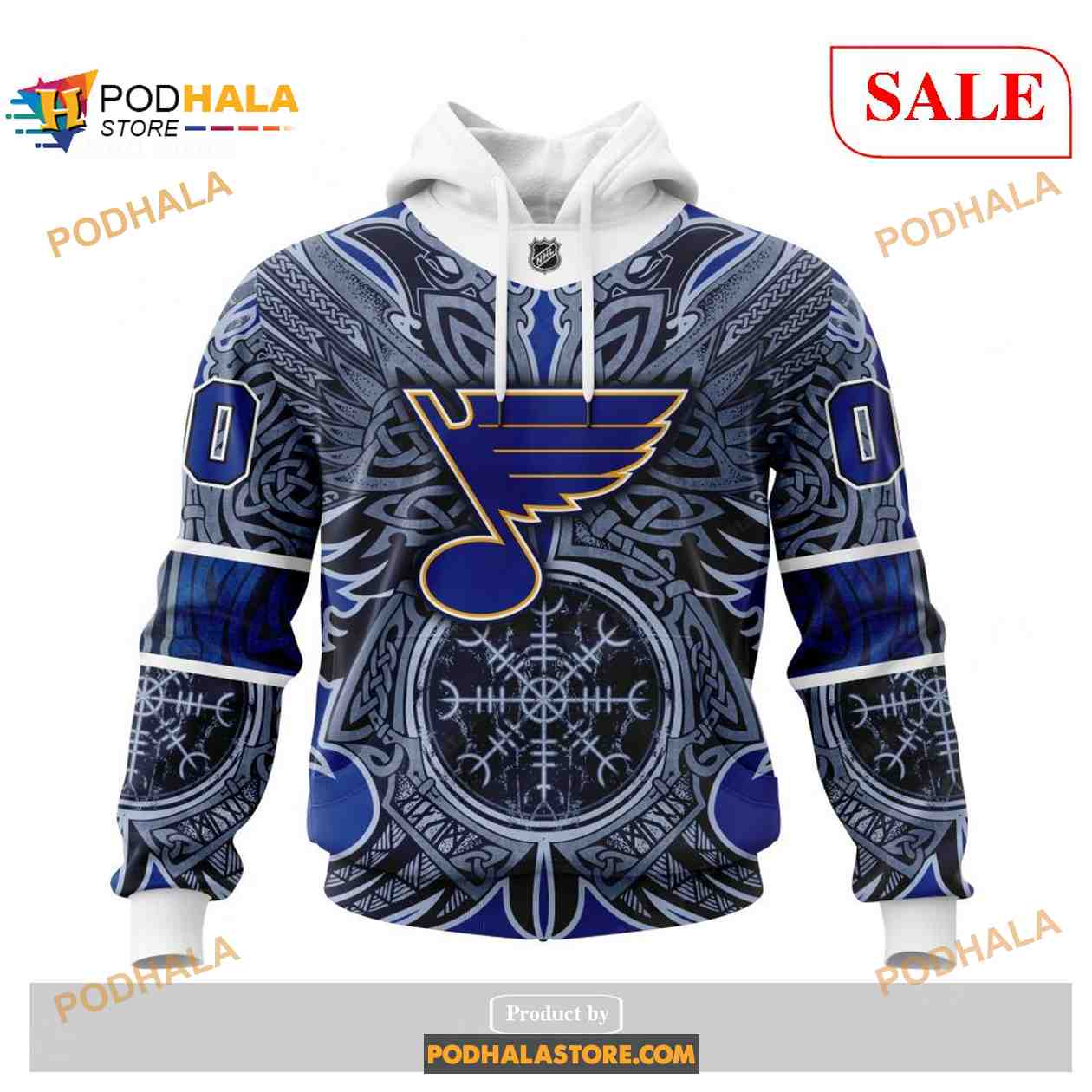 Custom St Louis Blues Norse Viking Symbols NHL Shirt Hoodie 3D Custom St Louis Blues Norse Viking Symbols NHL Shirt Hoodie 3D