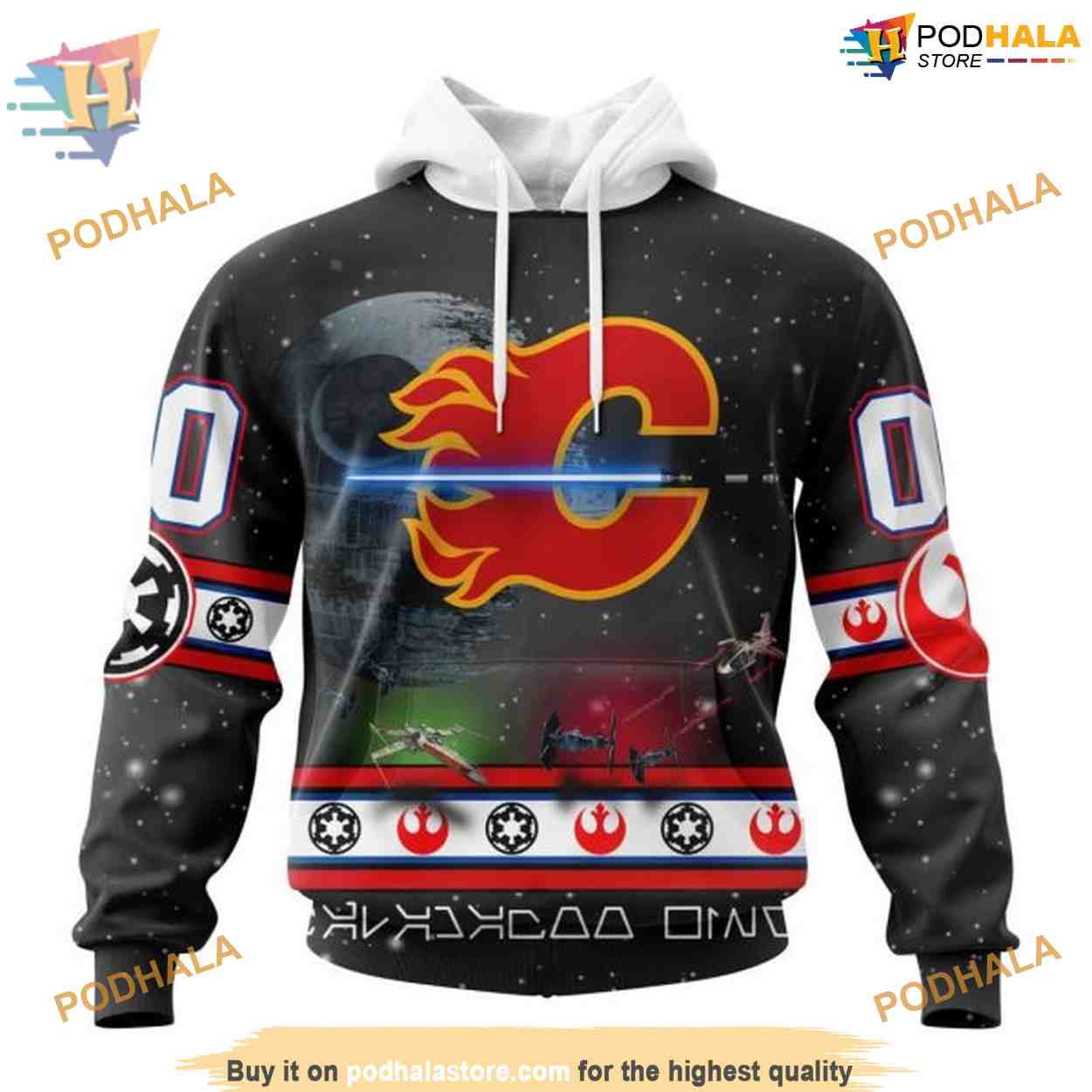 Custom Star Wars Design NHL Calgary Flames Hoodie 3D Sweatshirt Custom Star Wars Design NHL Calgary Flames Hoodie 3D Sweatshirt