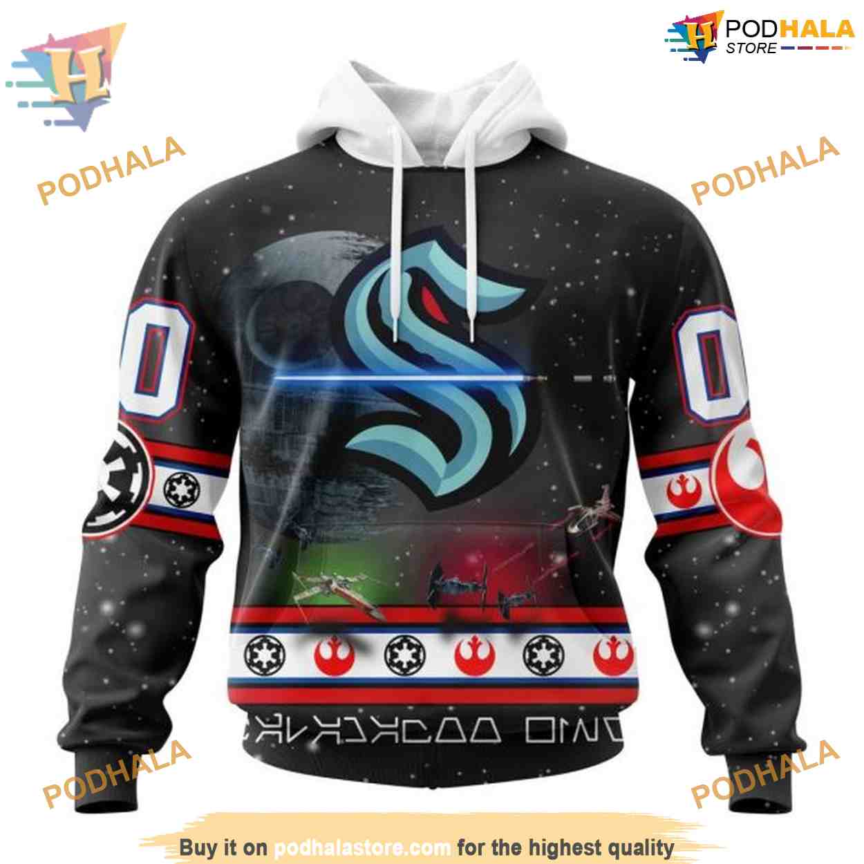 Custom Star Wars Design NHL Seattle Kraken Hoodie 3D Custom Star Wars Design NHL Seattle Kraken Hoodie 3D