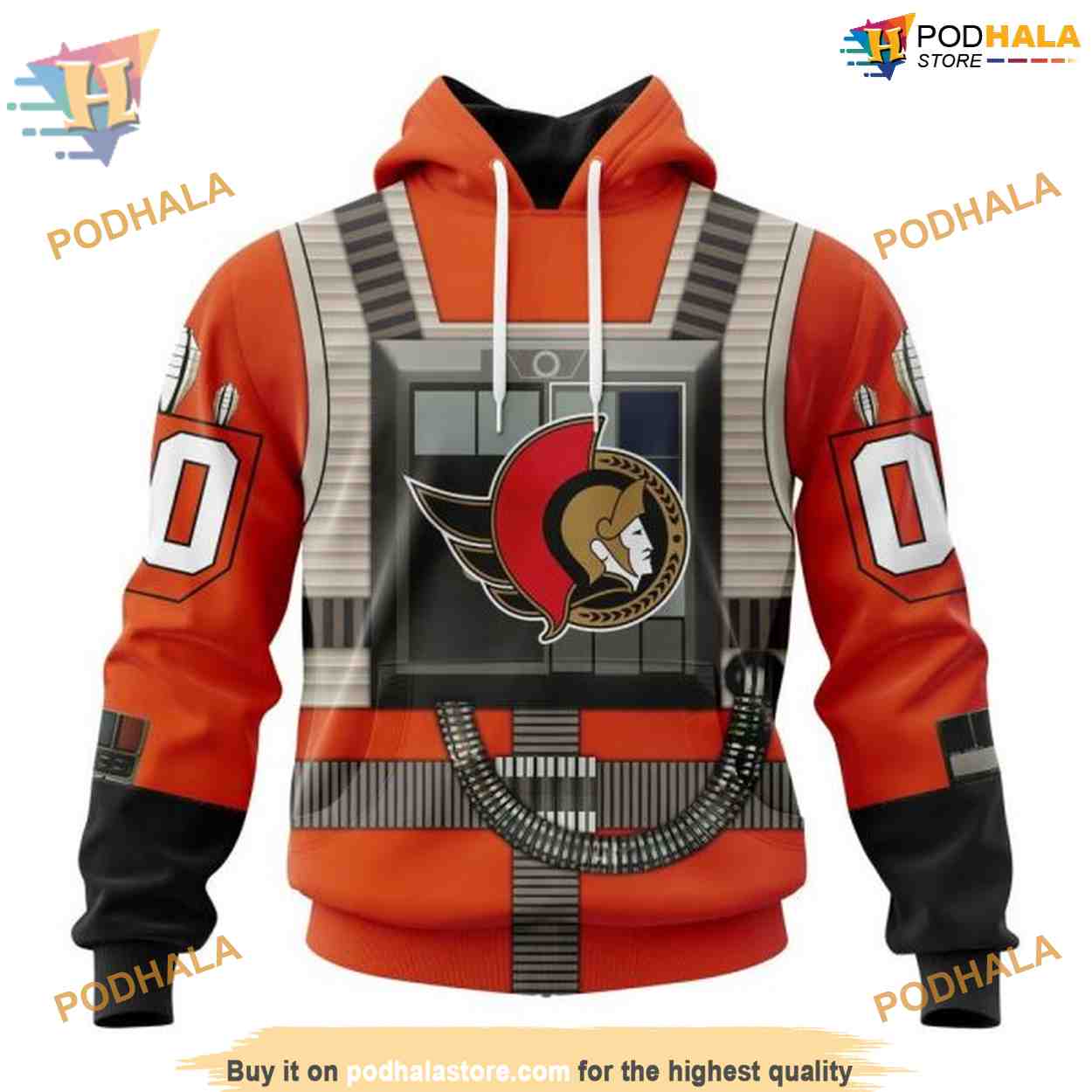 Custom Star Wars Rebel Pilot Design NHL Ottawa Senators Hoodie 3D Custom Star Wars Rebel Pilot Design NHL Ottawa Senators Hoodie 3D
