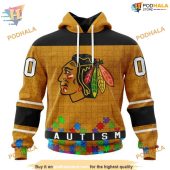 Custom Unisex Hockey Fights Against Autism Nhl Chicago Blackhawks Hoodie 3d 1.jpg - demo10