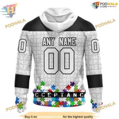 Custom Unisex Hockey Fights Against Autism NHL Los Angeles Kings Hoodie 3D