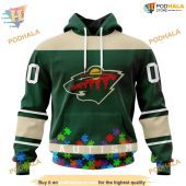 Custom Unisex Hockey Fights Against Autism Nhl Minnesota Wild Hoodie 3d 1.jpg - demo10