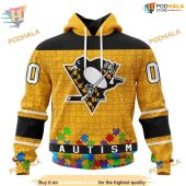 Custom Unisex Hockey Fights Against Autism Nhl Pittsburgh Penguins Hoodie 3d 1.jpg - demo10