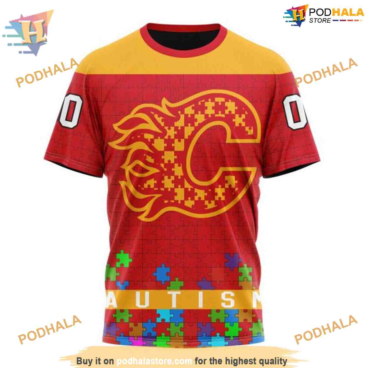 Custom Unisex Kits Hockey Fights Against Autism NHL Calgary Flames Hoodie 3D Custom Unisex Kits Hockey Fights Against Autism NHL Calgary Flames Hoodie 3D