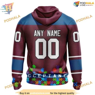 Custom Unisex Kits Hockey Fights Against Autism NHL Colorado Avalanche Hoodie 3D