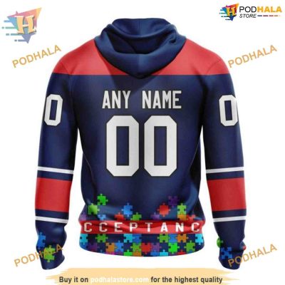 Custom Unisex Kits Hockey Fights Against Autism NHL Columbus Blue Jackets Hoodie 3D