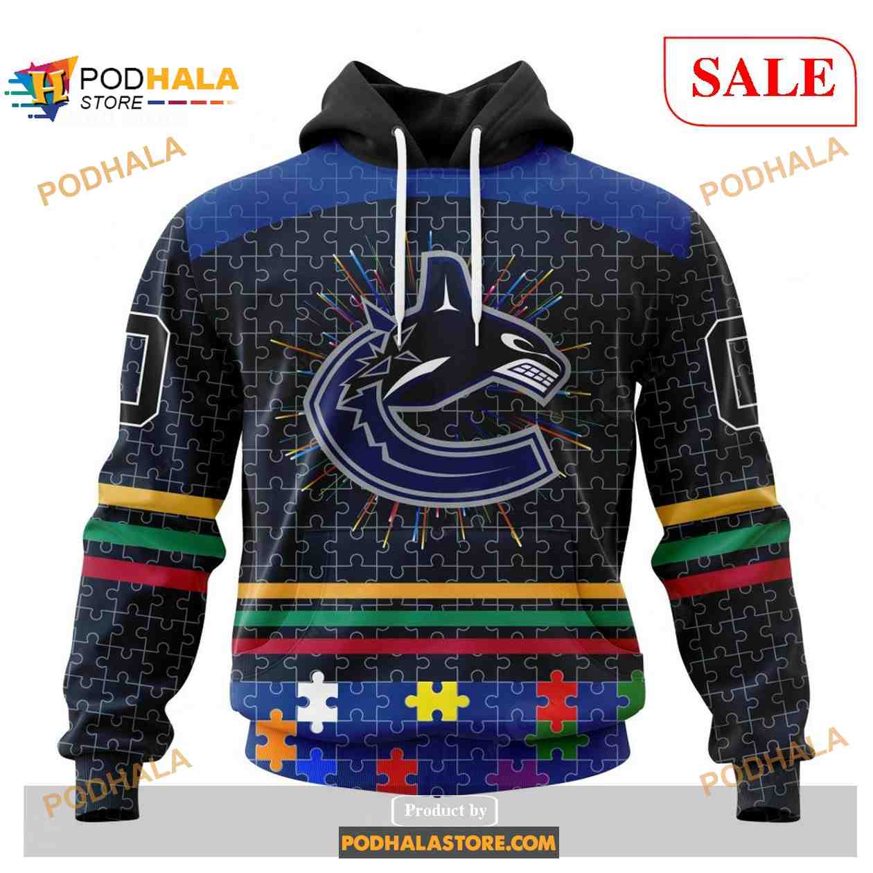 Custom Vancouver Canucks Fearless Aganst Autism NHL Shirt Hoodie 3D Custom Vancouver Canucks Fearless Aganst Autism NHL Shirt Hoodie 3D