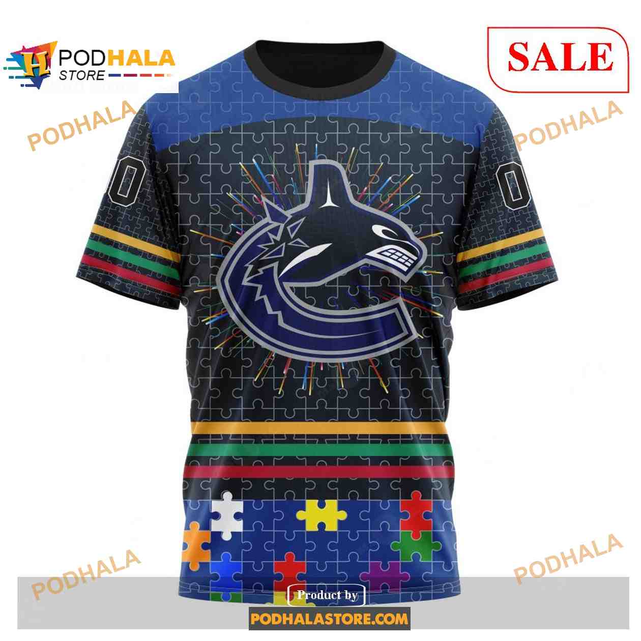 Custom Vancouver Canucks Fearless Aganst Autism NHL Shirt Hoodie 3D Custom Vancouver Canucks Fearless Aganst Autism NHL Shirt Hoodie 3D