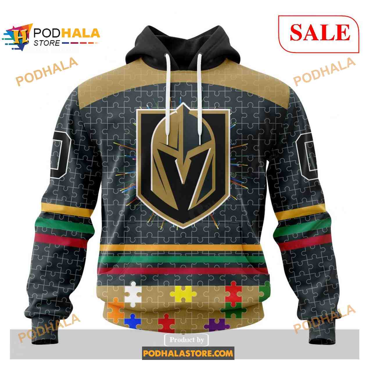 Custom Vegas Golden Knights Fearless Aganst Autism Sweatshirt NHL Hoodie 3D Custom Vegas Golden Knights Fearless Aganst Autism Sweatshirt NHL Hoodie 3D