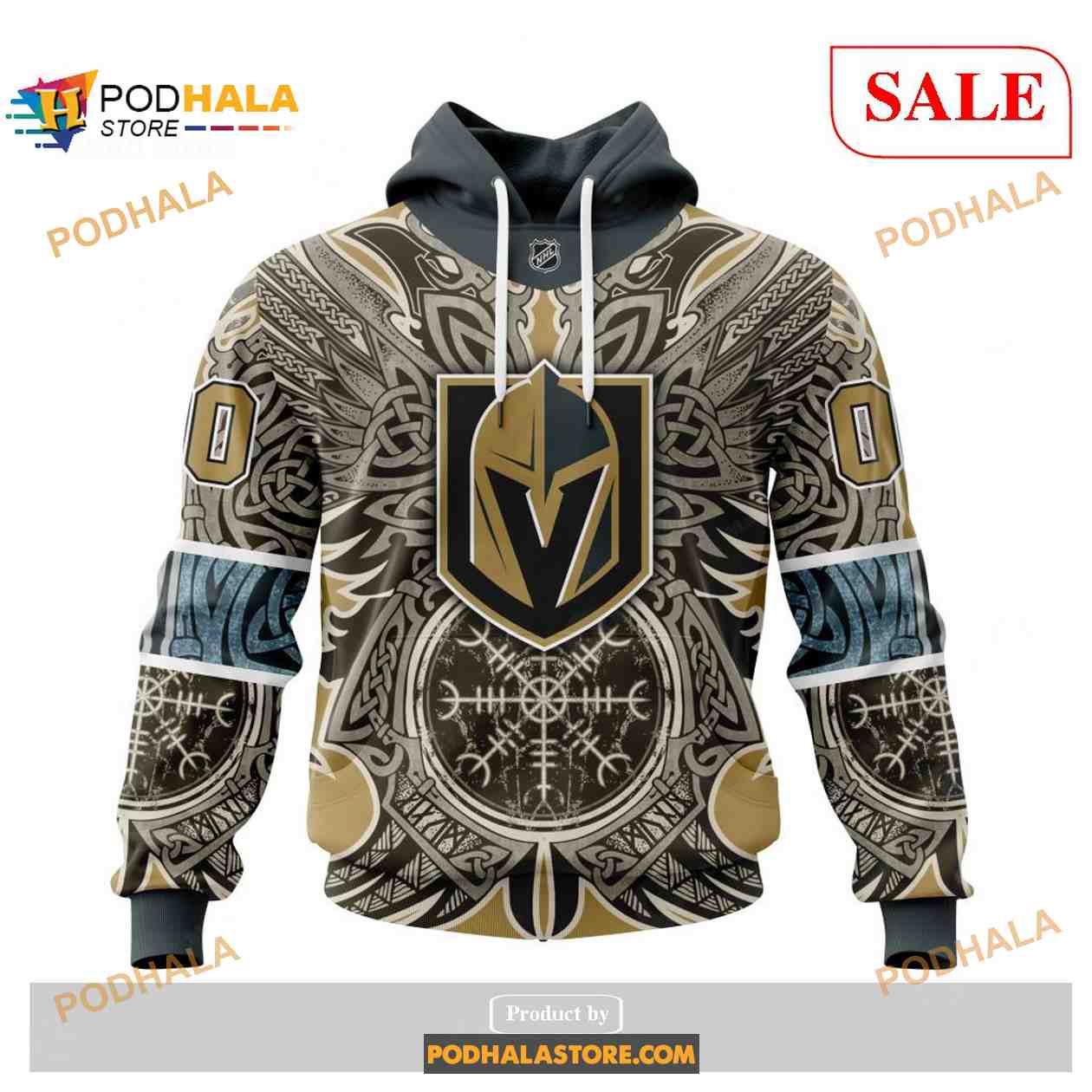 Custom Vegas Golden Knights Norse Viking Symbols Sweatshirt NHL Hoodie 3D Custom Vegas Golden Knights Norse Viking Symbols Sweatshirt NHL Hoodie 3D